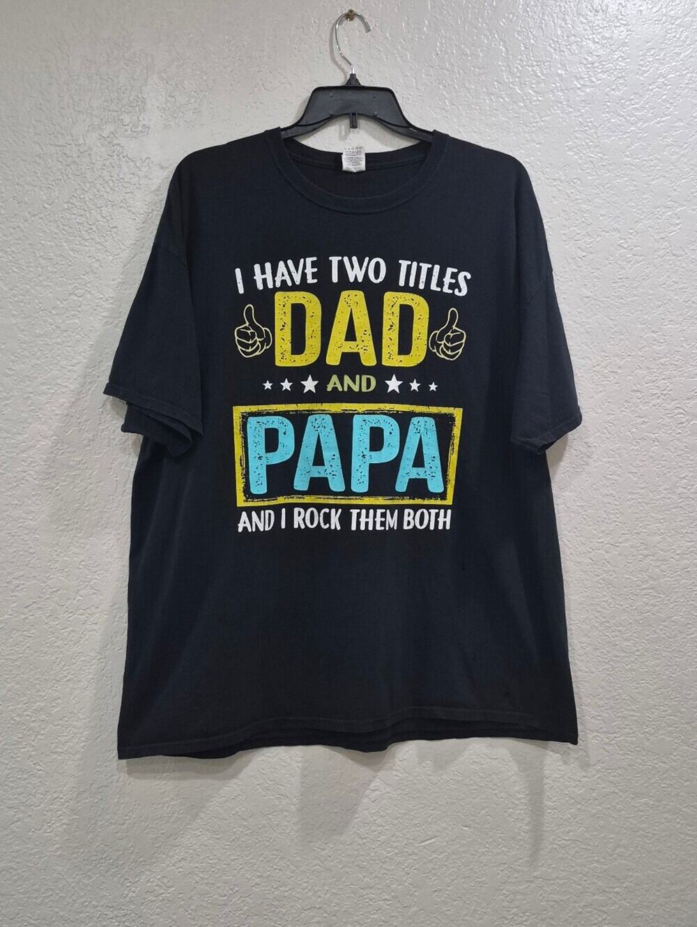 Fruit of the Loom "Dad & Papa" Graphic Tee Black Shirt 3XL